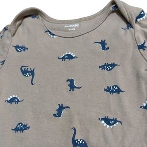Dinosaur Print Kids Bodysuit - Tan and Blue